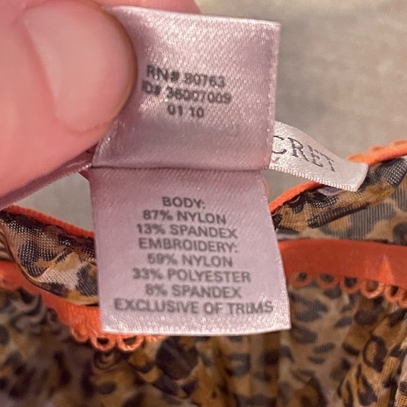 Y2k Vtg Victoria's Secret cheetah/orange ruffle print lace lingerie dress sz 34B - Picture 7 of 12